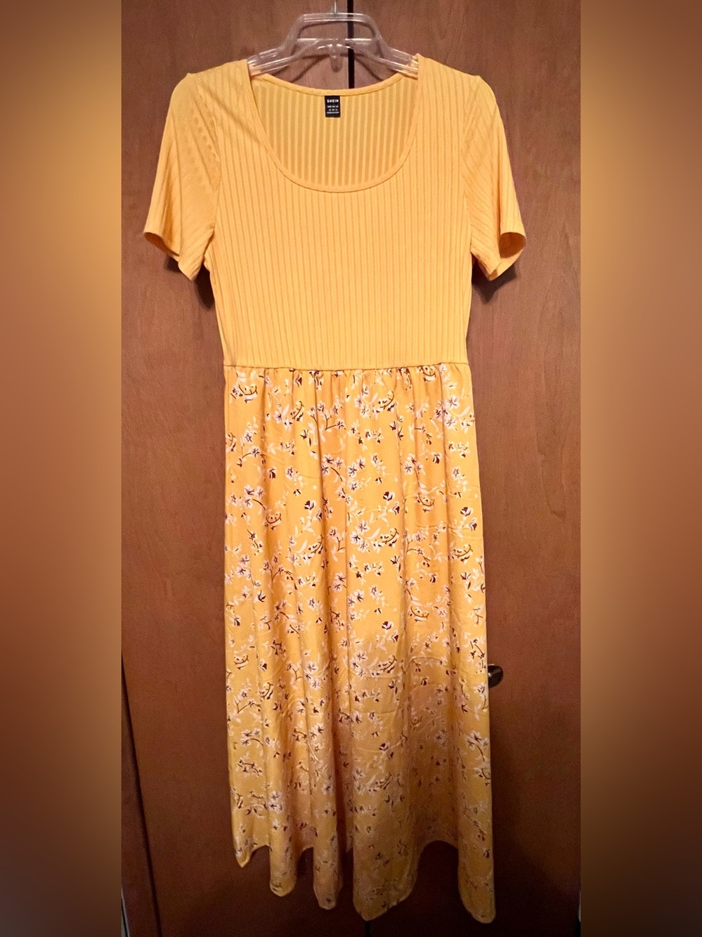 Women’s Yellow Floral Midi Dress - Size XL